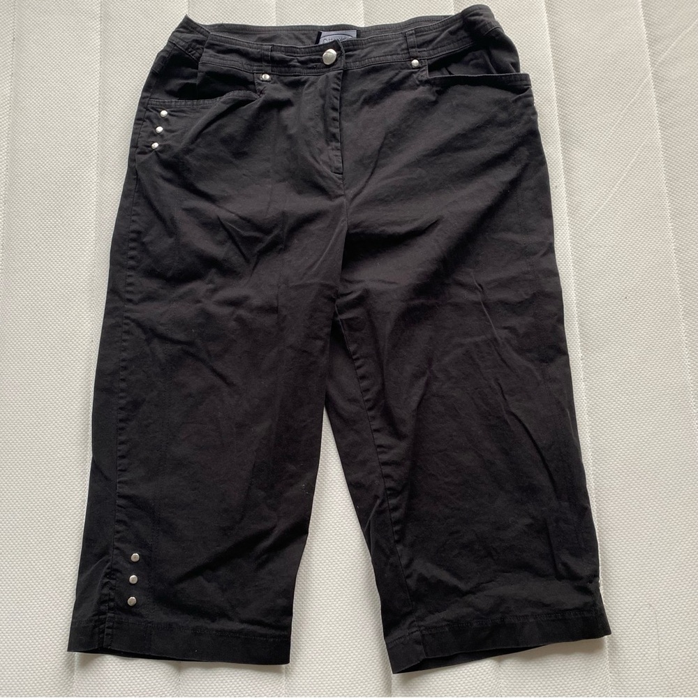 Women's Black Capri Pants with Stud Accents